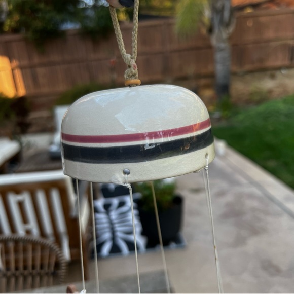 Vintage Ceramic Pottery Wind Chimes with Teddy Bears and Hearts Hand Painted - Picture 4 of 13